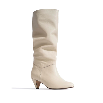 Anonymous Jasmina 50 Stiletto Pebbled Soft Calf & Suede Leather White Sand